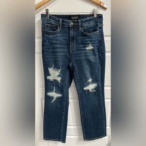 Judy Blue Dark Wash Distressed Ankle Jeans LIKE New